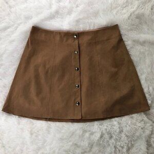 KENDALL & KYLIE • Suede Button Down Mini Skirt Tan/ Camel Brown Large